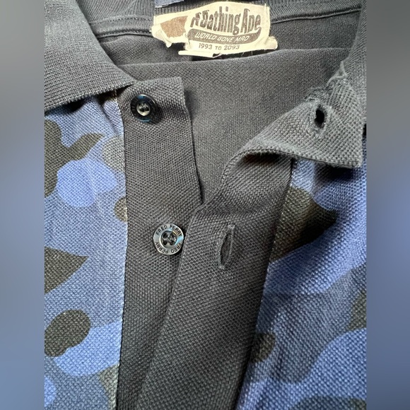 Fred Perry x A Bathing Ape BAPE Blue Camo Polo Men’s Size Medium - Picture 10 of 11